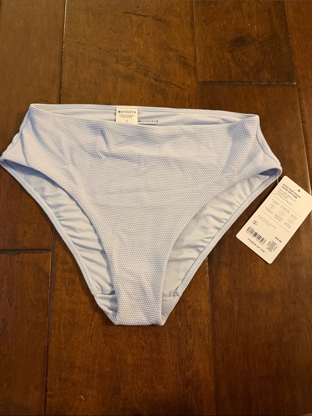 Athleta Light Blue High-Rise Pique Swim Bottoms